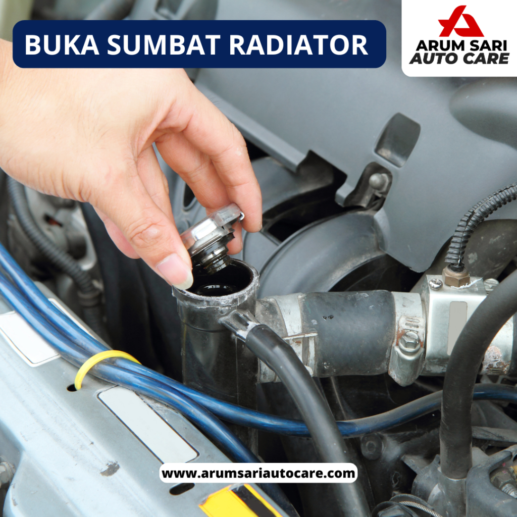 Buka sumbat radiator sistem pendingin